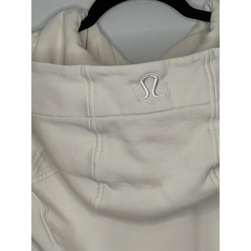 Lululemon Scuba Full Zip Hoodie Bone Size 8 Thumbholes Cotton Terry